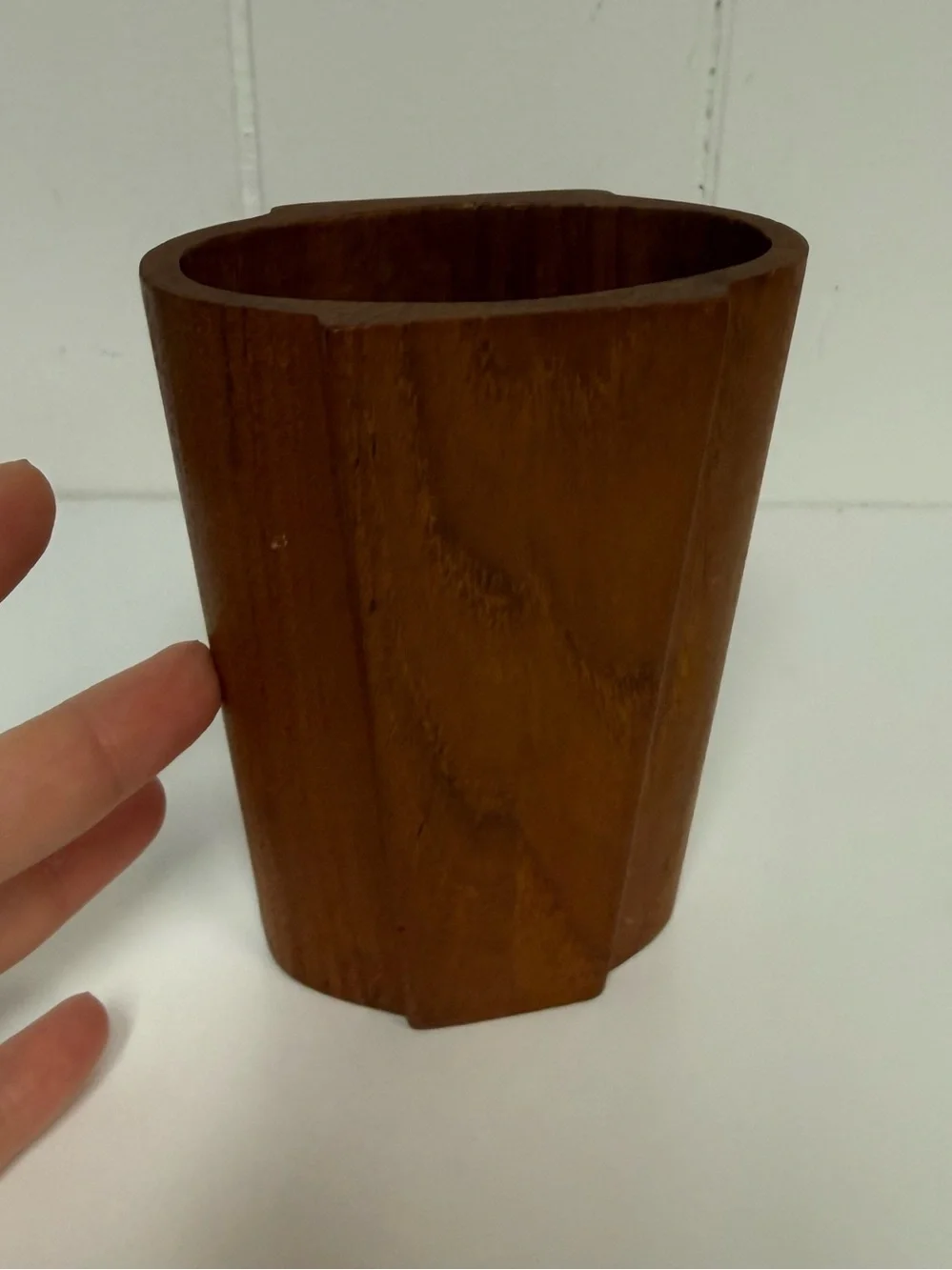 Vintage Mid-Century Modern Kalmar Designs Teak Wood Pencil Holder Cup